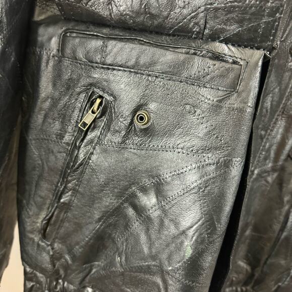 Leather Soul Biker Jacket, Size M, Moto, Biker, Pockets, Gold Zipper, Vintage - Picture 5 of 11
